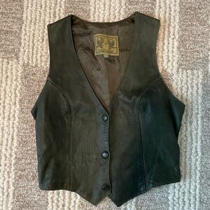 Green 100% Genuine Leather Vest